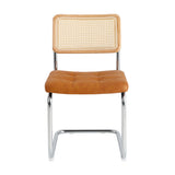 Oikiture 6x Rattan Dining Chair Cesca Replica PU Leather Brown