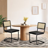 Oikiture 2x Rattan Dining Chair Cesca Replica Cantilever PU Leather
