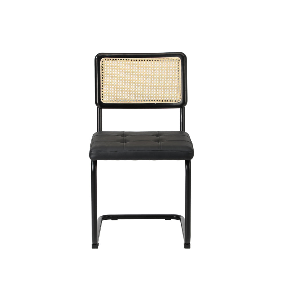 Oikiture 2x Rattan Dining Chair Cesca Replica Cantilever PU Leather