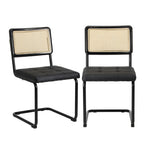 Oikiture 4x Rattan Dining Chair Cesca Replica Cantilever PU Leather, image 5
