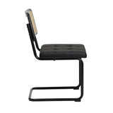 Oikiture 4x Rattan Dining Chair Cesca Replica Cantilever PU Leather