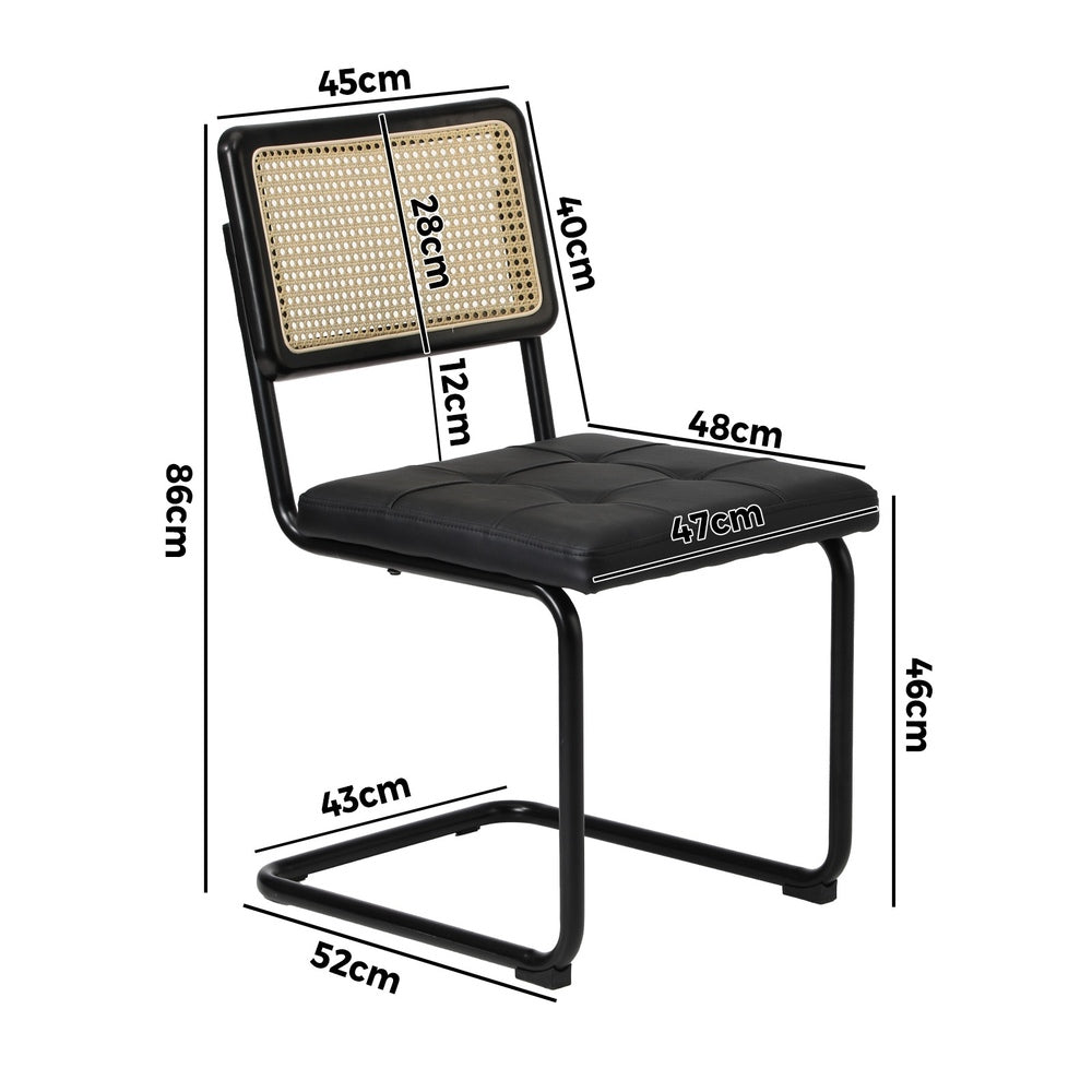 Oikiture 6x Rattan Dining Chair Cesca Replica Cantilever PU Leather