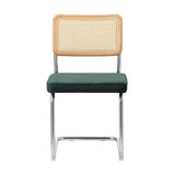 Oikiture 2x Rattan Dining Chair Cesca Replica Cantilever Velvet - Rear View
