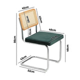 Oikiture 2x Rattan Dining Chair Cesca Replica Cantilever Velvet - Front View