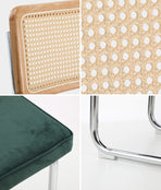 Oikiture 2x Rattan Dining Chair Cesca Replica Cantilever Velvet