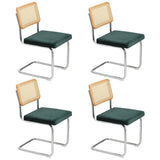 Oikiture 4x Rattan Dining Chair Cesca Replica Cantilever Velvet