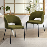 Oikiture 2x Armchair Dining Chair Sherpa Green&Black