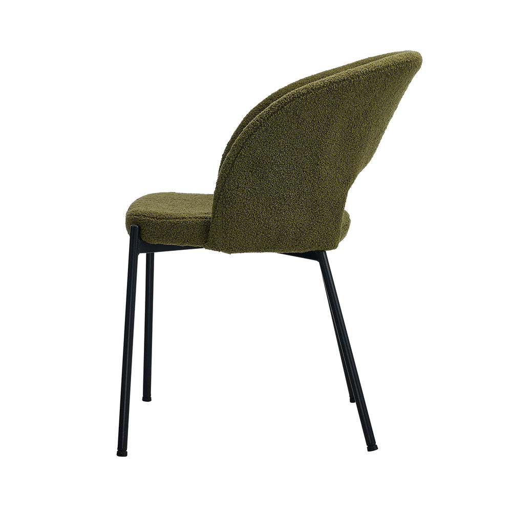 Oikiture 2x Armchair Dining Chair Sherpa Green&Black