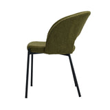Oikiture 2x Armchair Dining Chair Sherpa Green&Black - Rear View