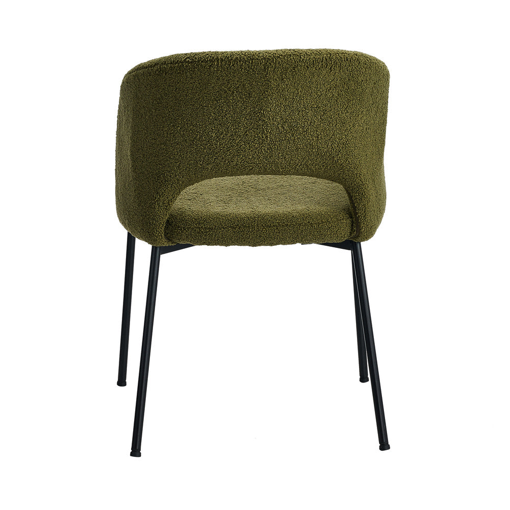 Oikiture 2x Armchair Dining Chair Sherpa Green&Black