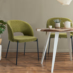 Oikiture 2x Armchair Dining Chair Sherpa Green&Black, image 5
