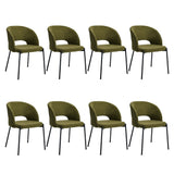 Oikiture 8x Armchair Dining Chair Sherpa Green&Black