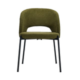 Oikiture 8x Armchair Dining Chair Sherpa Green&Black - Front View