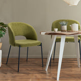 Oikiture 8x Armchair Dining Chair Sherpa Green&Black