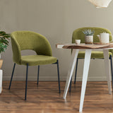 Oikiture 8x Armchair Dining Chair Sherpa Green&Black - Extra Image