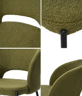 Oikiture 8x Armchair Dining Chair Sherpa Green&Black - Close-Up Angle