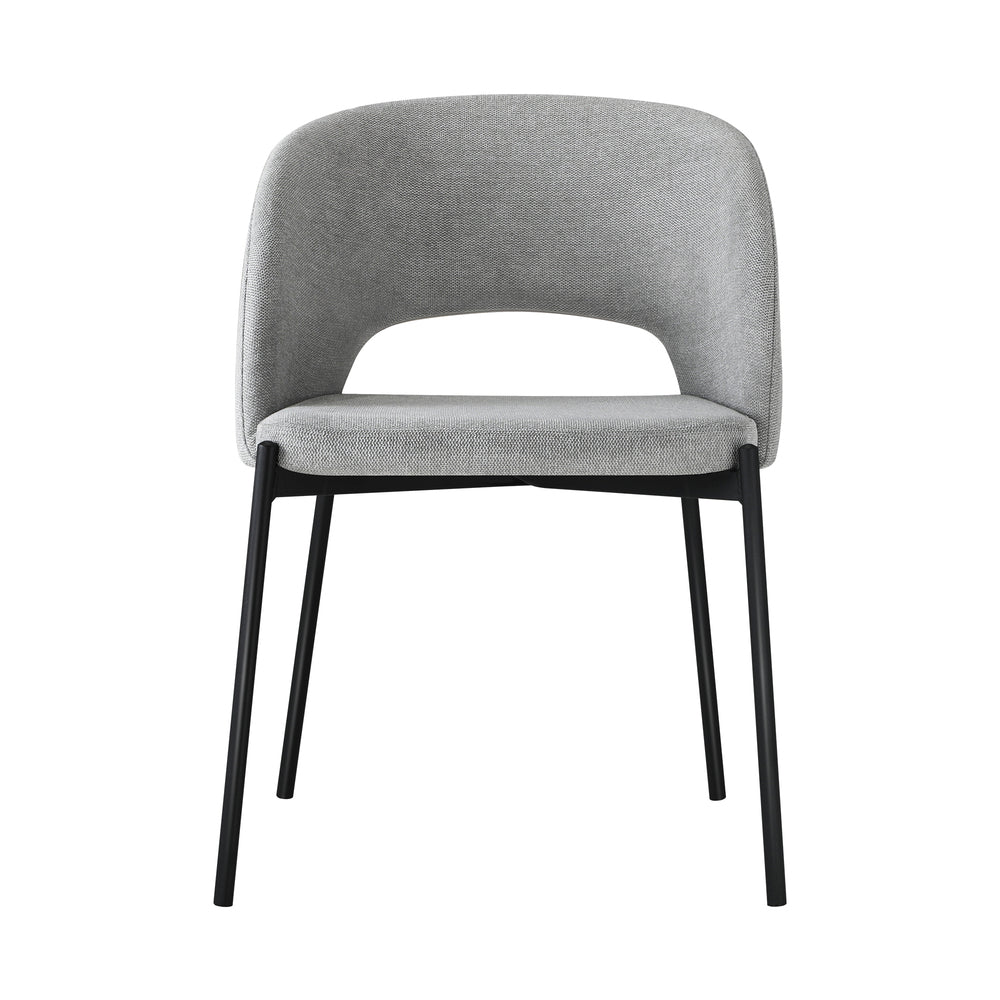Oikiture Dining Chair Set of 2 Linen Grey and Black