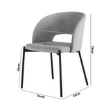 Oikiture Dining Chair Set of 2 Linen Grey and Black