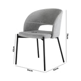 Oikiture Dining Chair Set of 2 Linen Grey and Black - Side View