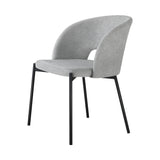 Oikiture Dining Chair Set of 2 Linen Grey and Black - Close-Up Angle