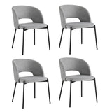 Oikiture 4x Armchair Dining Chair Fabric Grey&Black