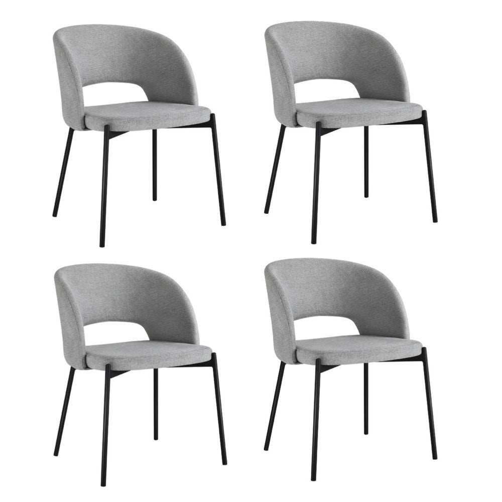 Oikiture 4x Armchair Dining Chair Fabric Grey&Black
