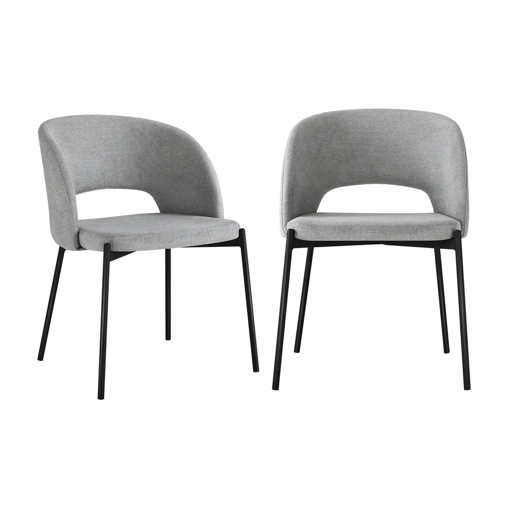 Oikiture 4x Armchair Dining Chair Fabric Grey&Black