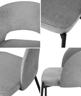 Oikiture 4x Armchair Dining Chair Fabric Grey&Black