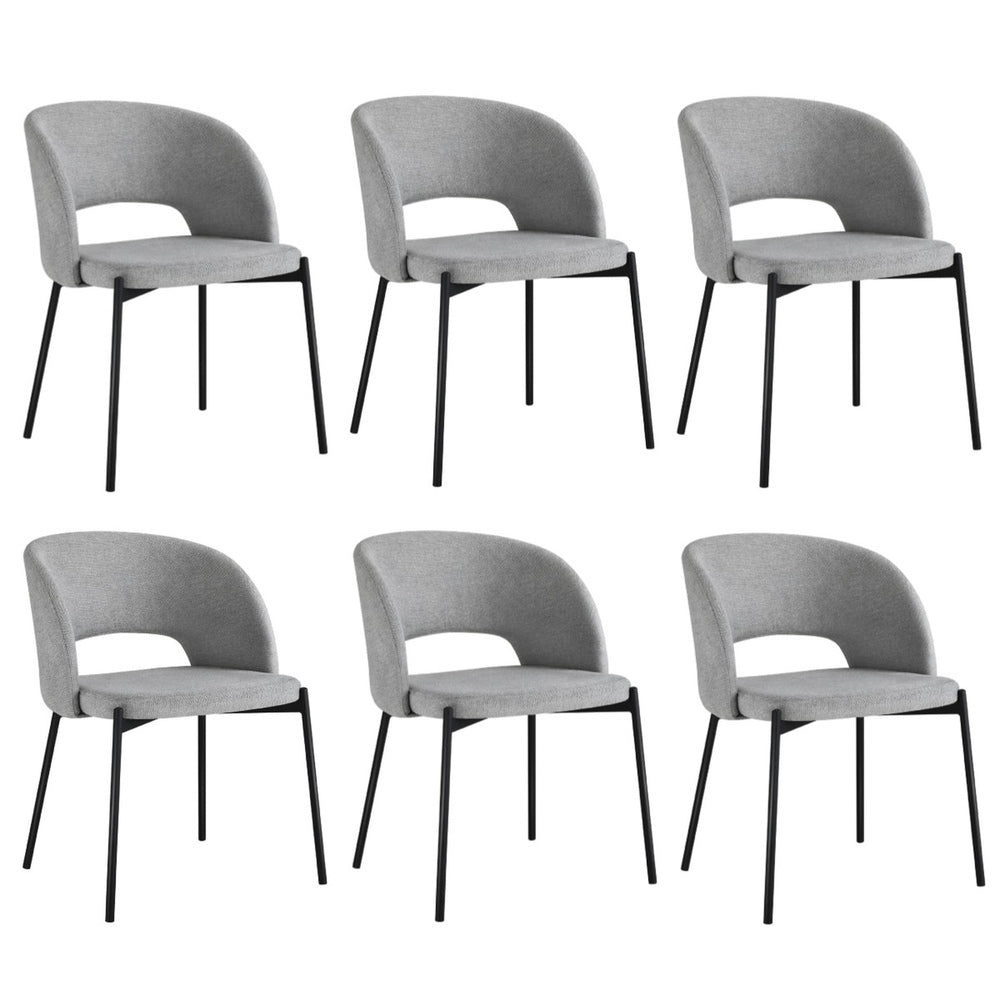 Oikiture 6x Armchair Dining Chair Fabric Grey&Black