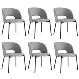 Oikiture 6x Armchair Dining Chair Fabric Grey&Black - Front View