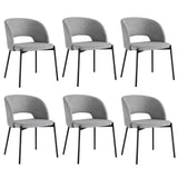Oikiture 6x Armchair Dining Chair Fabric Grey&Black