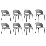 Oikiture 8x Dining Chair Tub Armchairs Fabric Grey&Black
