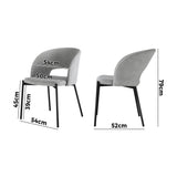 Oikiture 8x Dining Chair Tub Armchairs Fabric Grey&Black - Front View