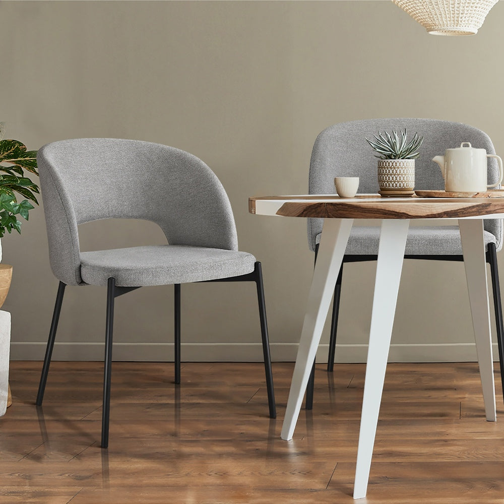 Oikiture 8x Dining Chair Tub Armchairs Fabric Grey&Black