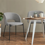 Oikiture 8x Dining Chair Tub Armchairs Fabric Grey&Black - Side View