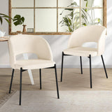 Oikiture Dining Chair Set of 2 Sherpa White and Black