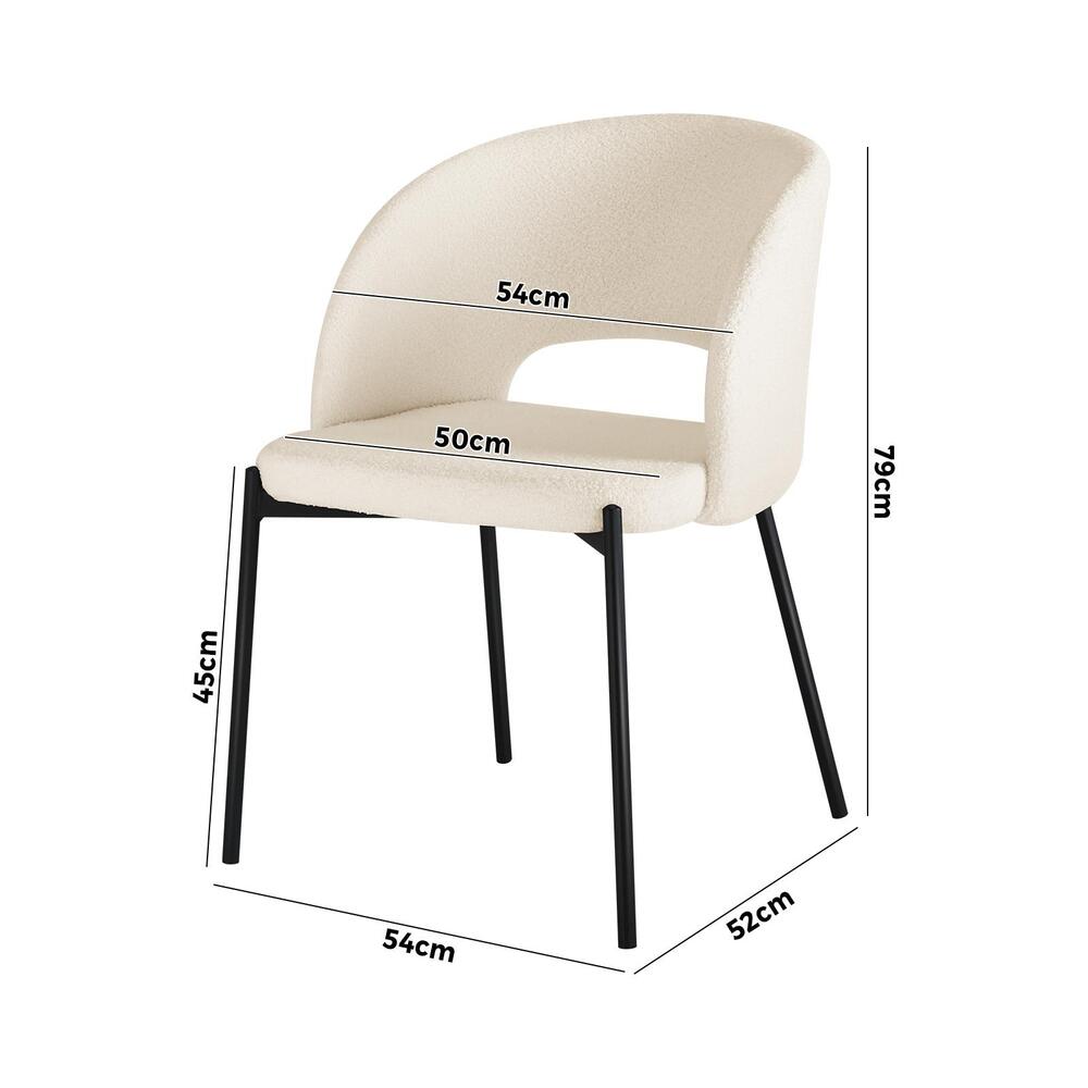 Oikiture Dining Chair Set of 2 Sherpa White and Black