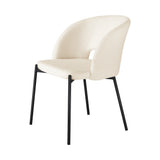 Oikiture Dining Chair Set of 2 Sherpa White and Black