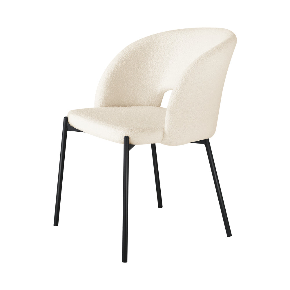 Oikiture Dining Chair Set of 2 Sherpa White and Black