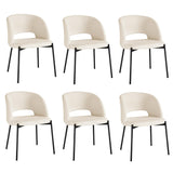 Oikiture 6x Armchair Dining Chair Sherpa White&Black