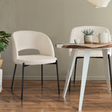 Oikiture 6x Armchair Dining Chair Sherpa White&Black
