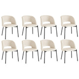 Oikiture 8x Dining Chair Tub Armchairs Sherpa Black&White