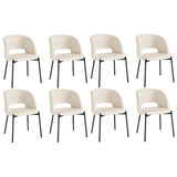 Oikiture 8x Dining Chair Tub Armchairs Sherpa Black&White