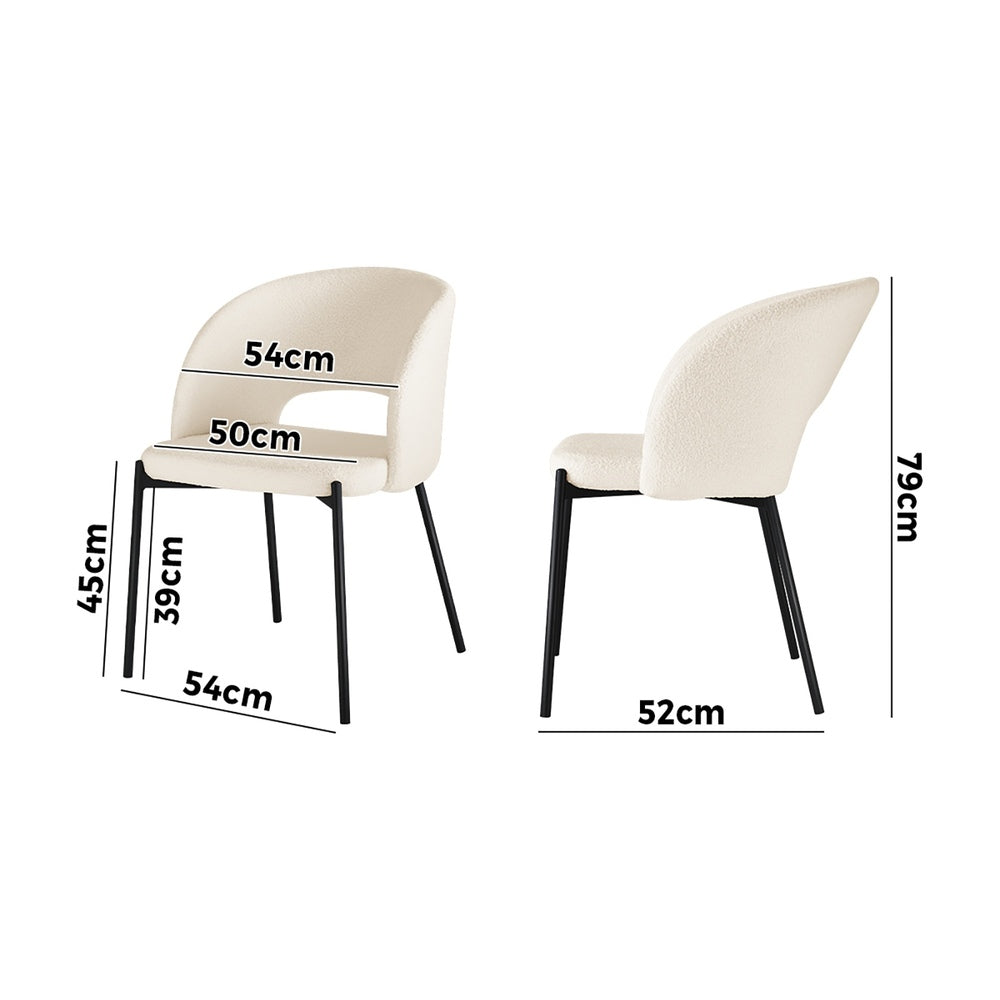 Oikiture 8x Dining Chair Tub Armchairs Sherpa Black&White
