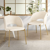Oikiture Dining Chair Set of 2 Sherpa White and Gold - 45-Degree Angle