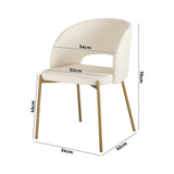 Oikiture Dining Chair Set of 2 Sherpa White and Gold - Front View