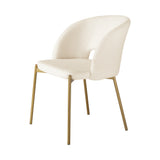 Oikiture Dining Chair Set of 2 Sherpa White and Gold