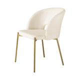 Oikiture Dining Chair Set of 2 Sherpa White and Gold - Close-Up Angle