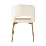 Oikiture Dining Chair Set of 2 Sherpa White and Gold - Rear View