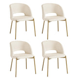 Oikiture 4x Armchair Dining Chair Sherpa White&Gold